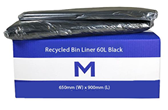 650mm x 900mm x 30mu 450 Pack Box Rubbish Bin Liner, Rubbish Bags 60L - Black,